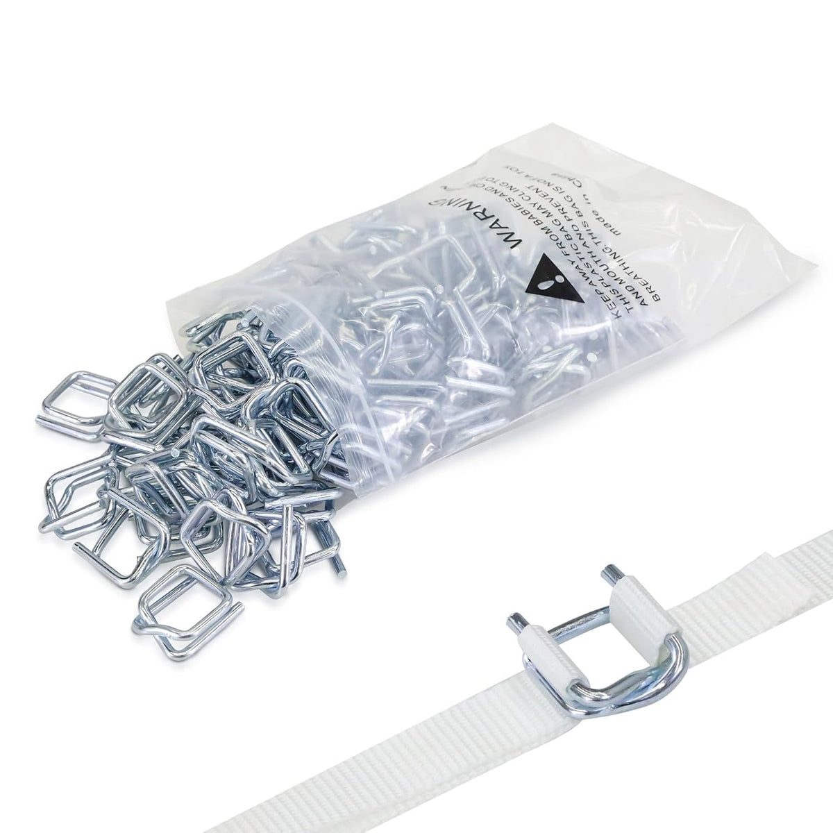 Heavy Duty Galvanized Wire Buckle for 3/4" Width Cord Strapping (Pack of 100)-Wire Buckles with Galvanized Coating