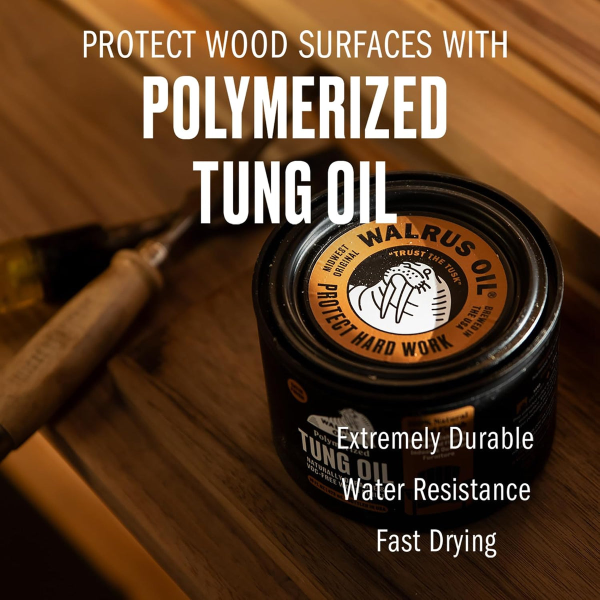 Polymerized Tung Oil. 100% Natural, VOC-Free, Heat Bodied, Fast Curing Wood Sealer and Finish. Food-Contact Safe