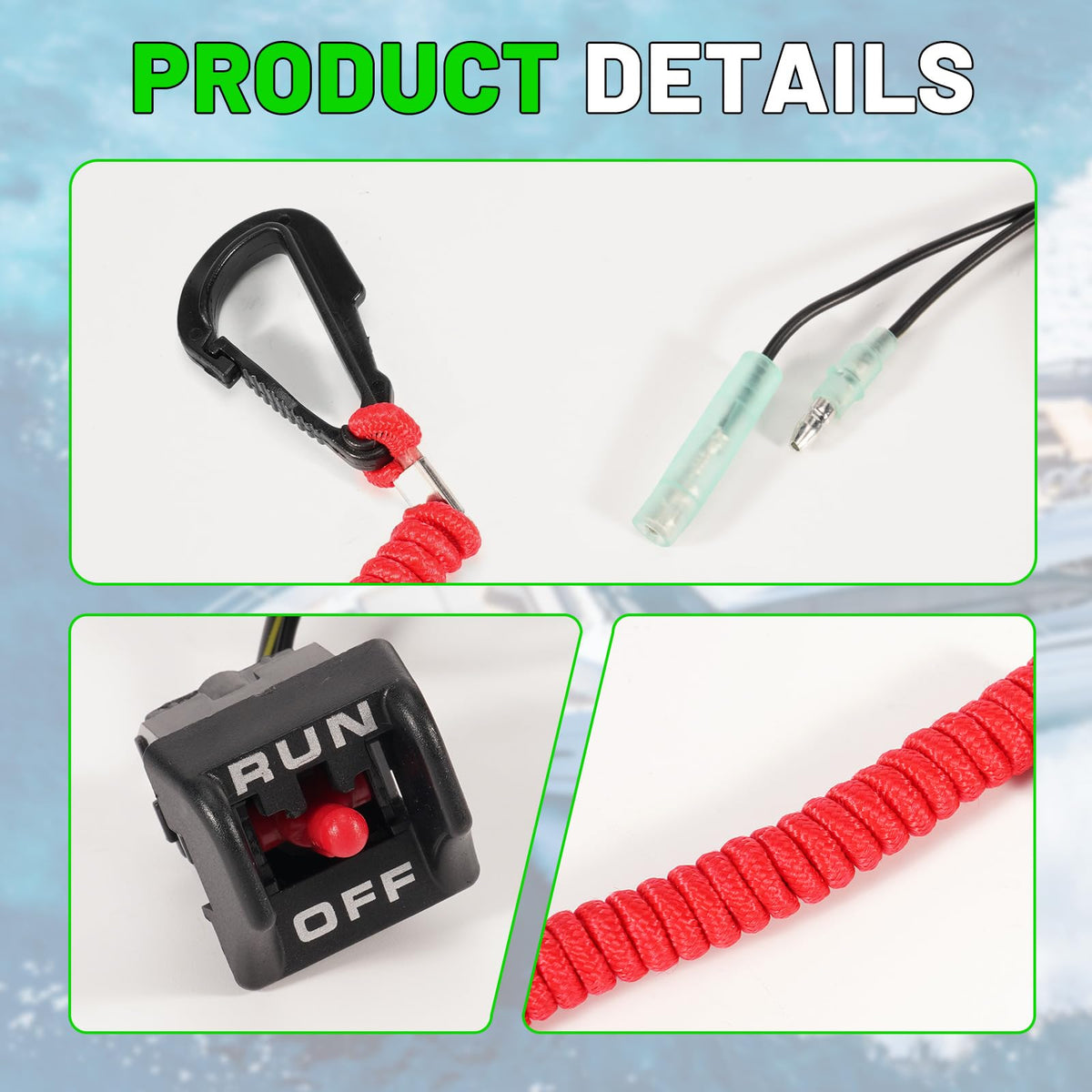 LEAPTREND 87-19674A07 Boat Safety Lanyard Kill Stop Switch Compatible with Mercury Mercruiser Single Engine 19674A07
