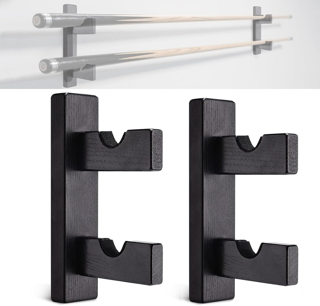 Pool Stick Holder Wall Mount Pool Stick Rack Billiard Cue Racks | Solid wood, horizontal display and storage of 2