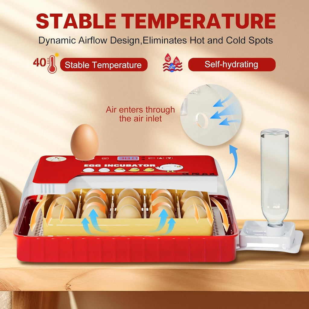 Incubators for Hatching Eggs 15-35 Eggs Incubator with Automatic Egg Turning and ℉Temperature Display LED Candler
