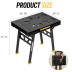 Foldable Work Bench, Portable Work Table, 34"x25"x31", for Garage