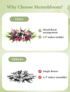 Artificial Cemetery Flowers with Stake: Pink Purple Grave Decor