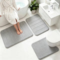 Memory Foam Bath Mat Set 3 Piece，Super Soft Absorbent Bathroom Rug Non Slip, Quick Dry,Machine Wash, Perfect Plush