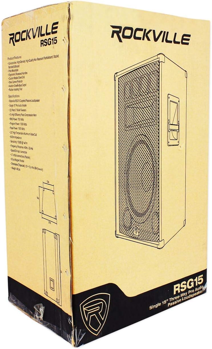 RSG15 15" 3-Way DJ PA Speaker Pair Bundle with SBG1158 Subwoofers | 1500W Peak / 750W RMS Each, 8 Ohm, SpeakON/1/4"