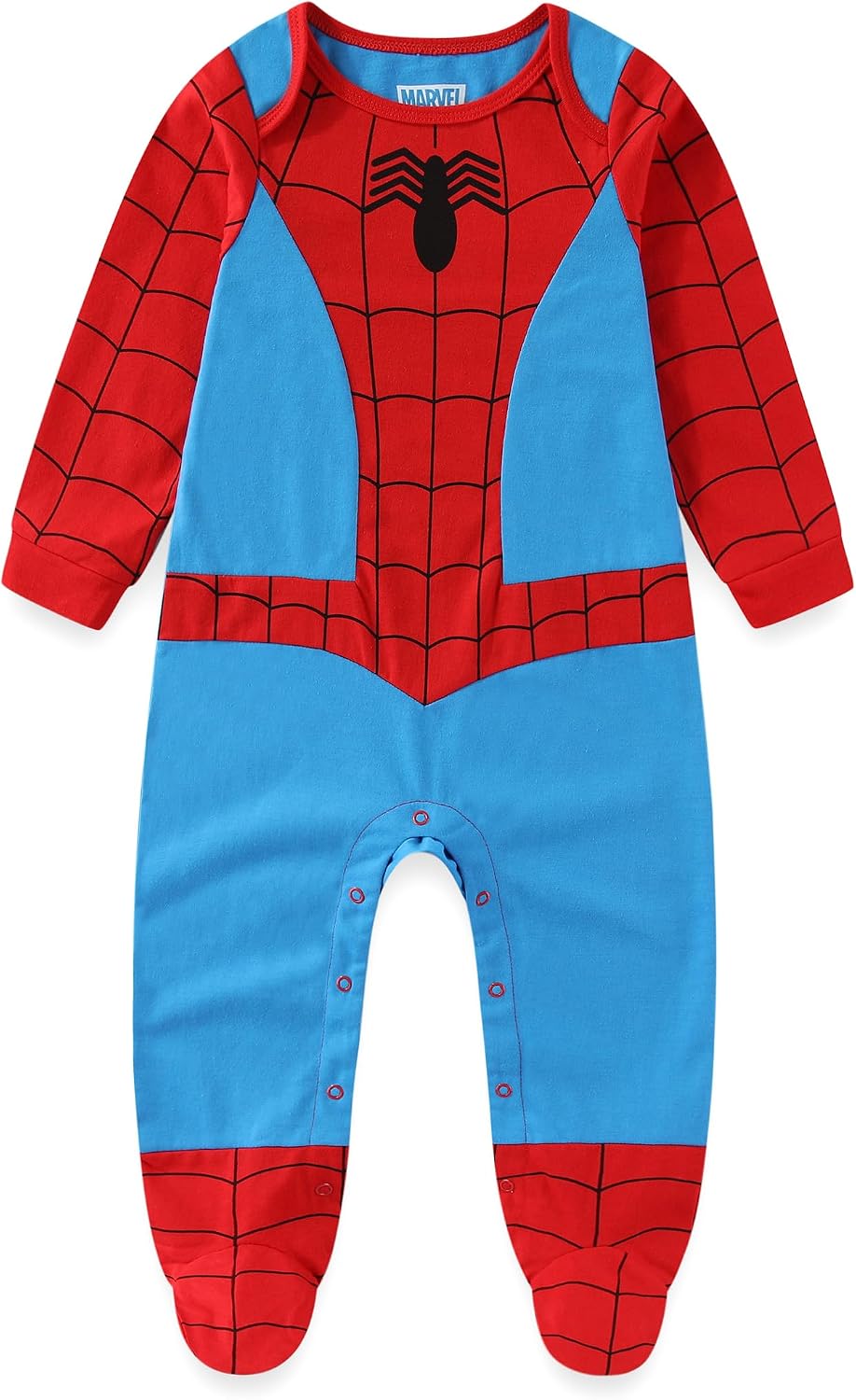 Spider-Man Baby Boys Footie Romper and Hat 2 Piece Set for Infants