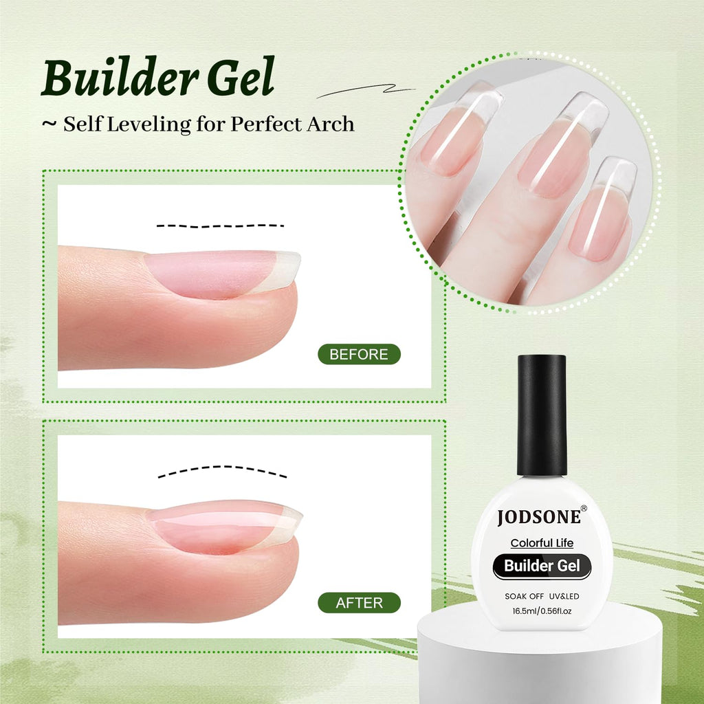 3Pcs 16.5ml Top Coat And Base Coat Set with Builder Gel No Wipe Top Coat Base Gel Builder for Thickening Strengthener