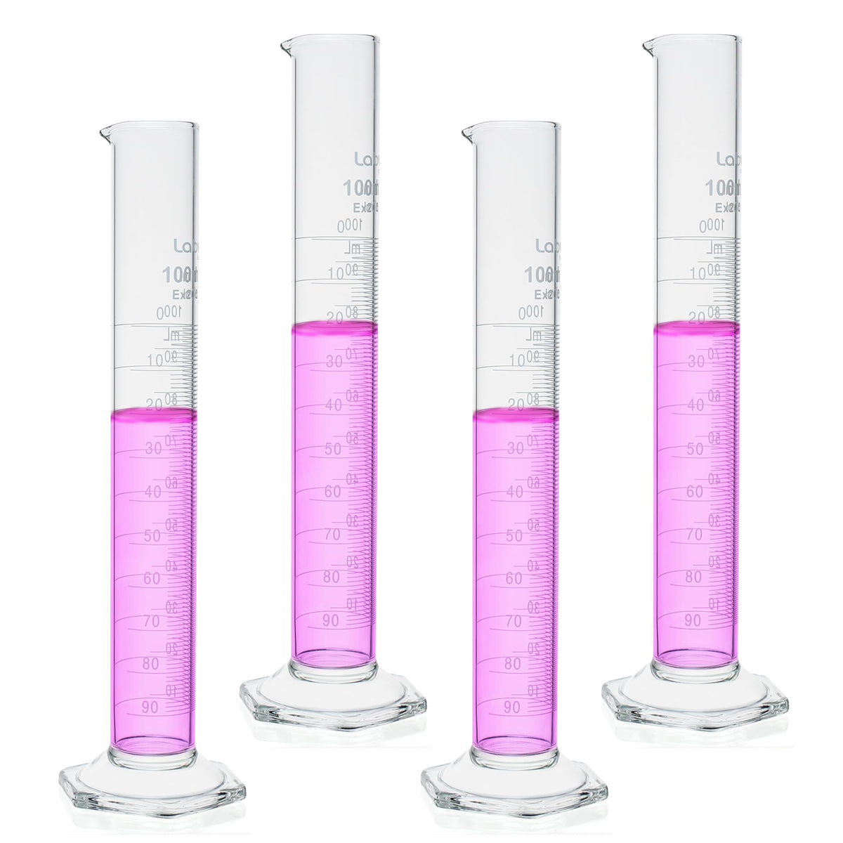 Labvida 4PCS 100ml Graduated Cylinders, 3.3 Borosilicate Glass, LVE005