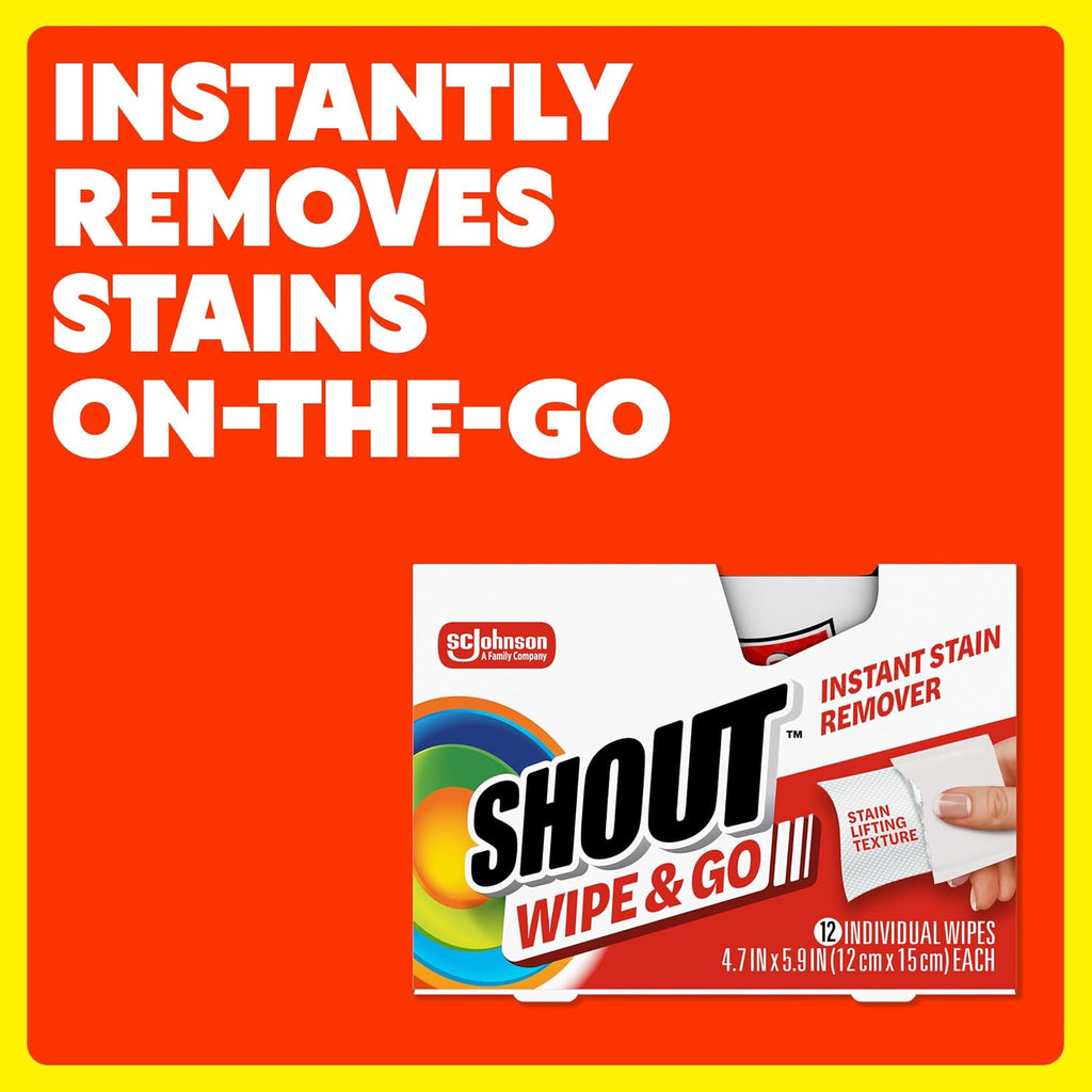 Wipe & Go, Portable Instant Stain Remover Wipes, 24 Count, (3 Pack)