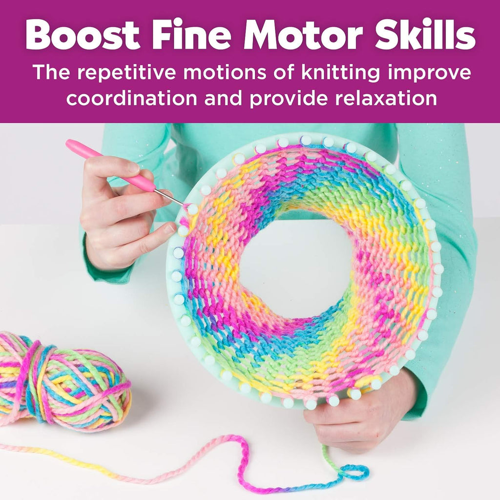 Quick Knit Loom Kit - Knitting Kit for Kids, Make Your Own Pom Pom Hat and Accessories, Knitting Loom Crafts for Kids