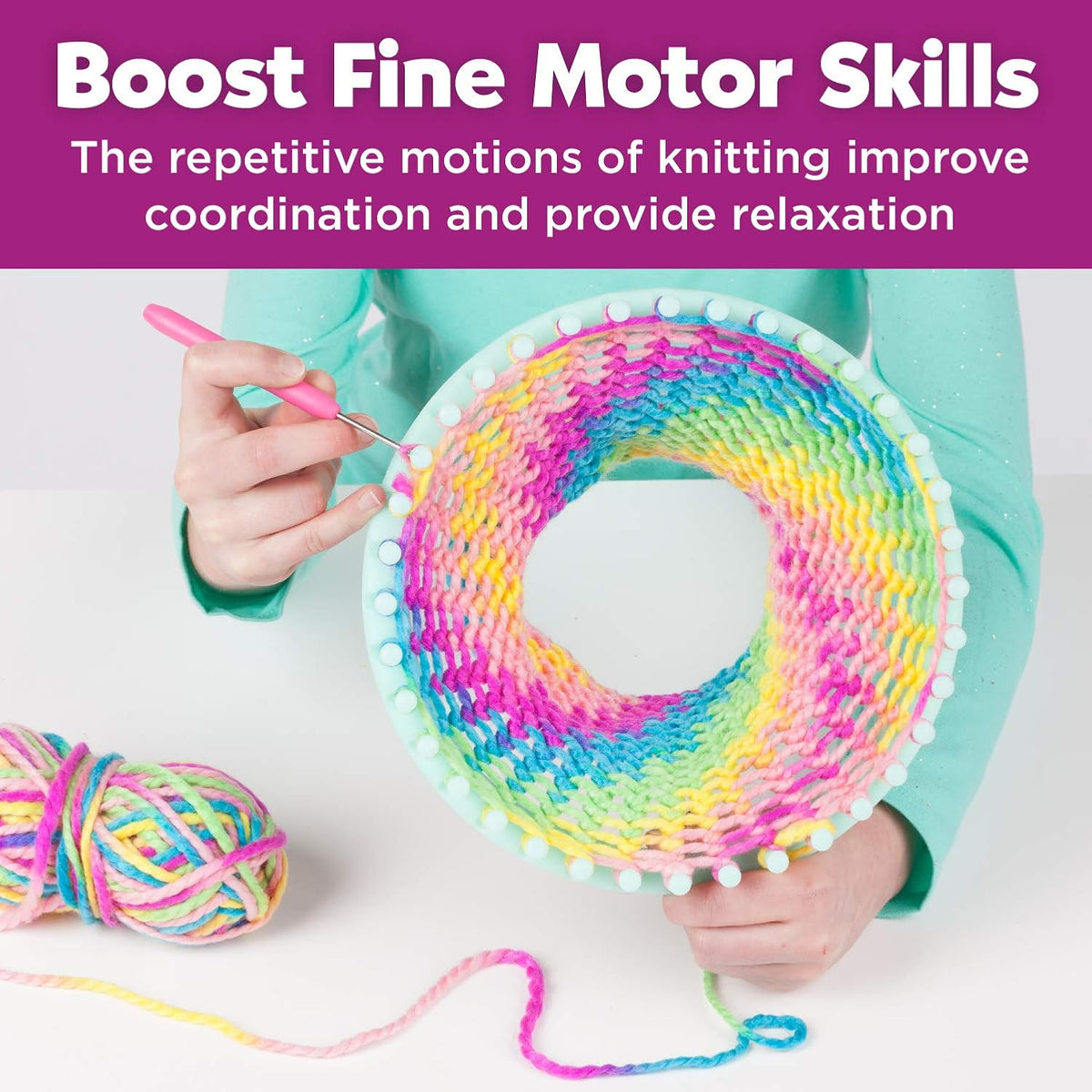 Quick Knit Loom Kit - Knitting Kit for Kids, Make Your Own Pom Pom Hat and Accessories, Knitting Loom Crafts for Kids