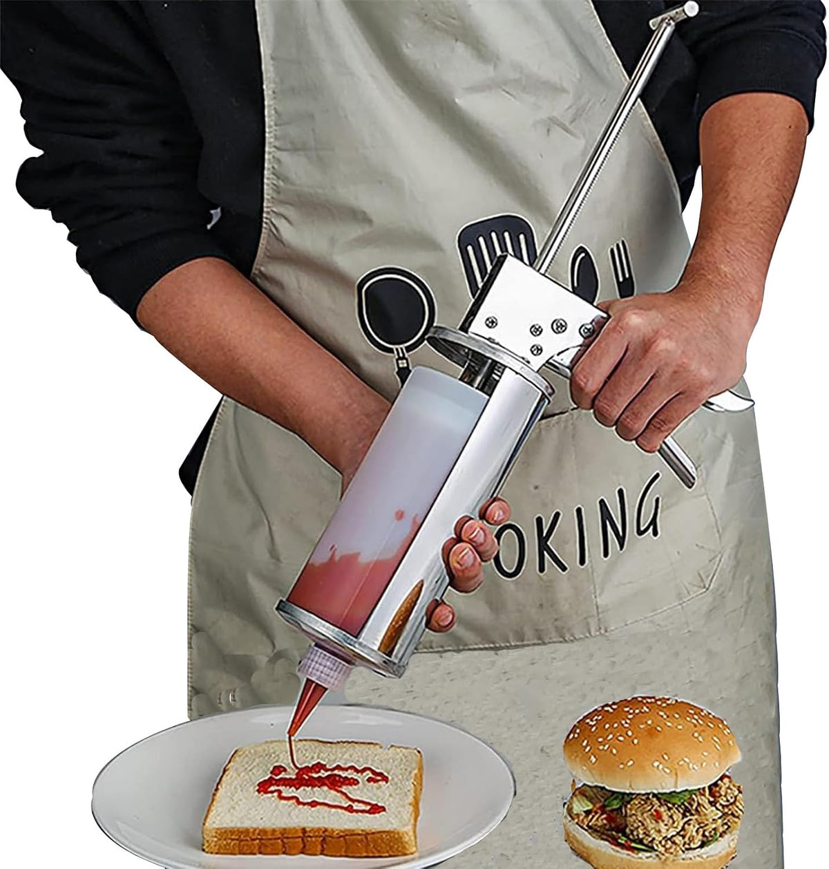 Sauce Dispenser Gun Stainless Steel Dosing Sauce Dispenser 650ml