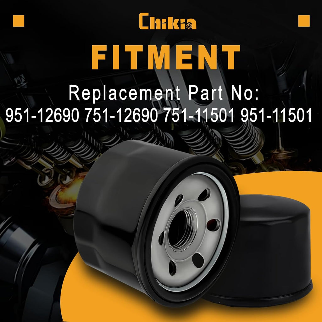 Chikia 951-12690 Oil Filter 751-12690 for MTD Cub Cadet 751-11501 Troy Bilt 4P90HU 4P90HUA 4P90HUB 4P90JHA 4P90JT 4P90JU XT1 XT2 Craftsman LT1500 T1000 R1000 TB30R Lawn Mower