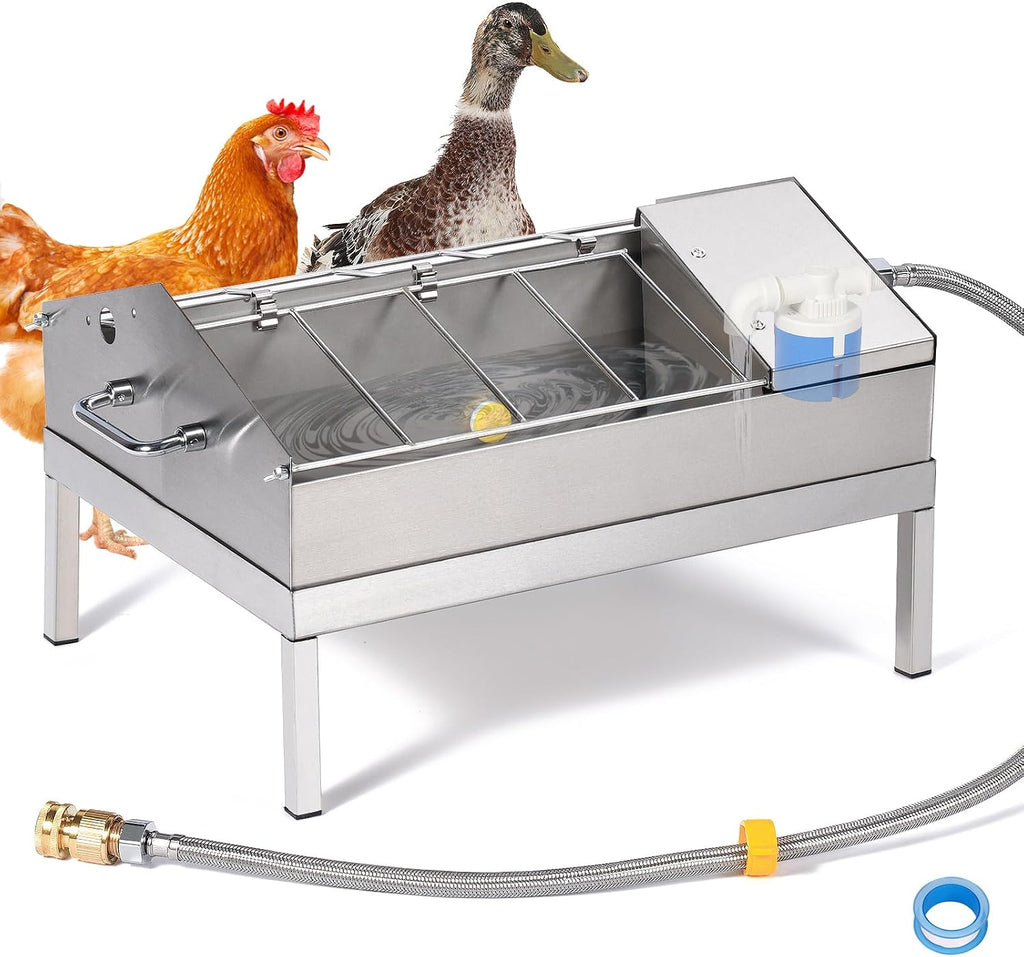 3 in 1 Automatic Chicken Waterer and Feeder Set with Float Valve