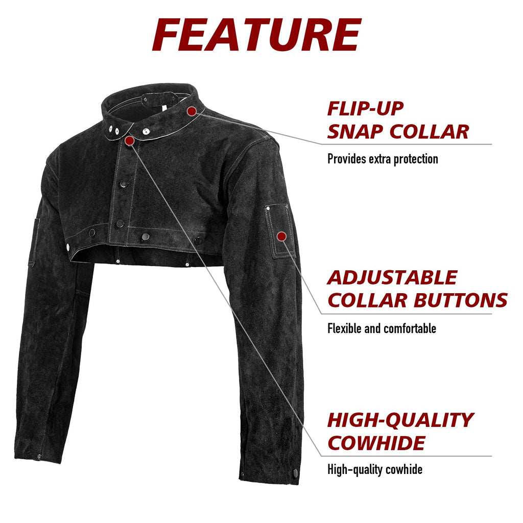 Leather Welding Cape Sleeve,Heat Flame Resistant Welder's Jacket
