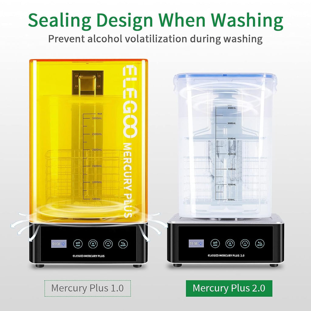 Mercury Plus 2.0 Wash and Cure Station and ELEGOO ABS-Like Resin 3.0 Pro 3D Printer Resin Grey 1000g