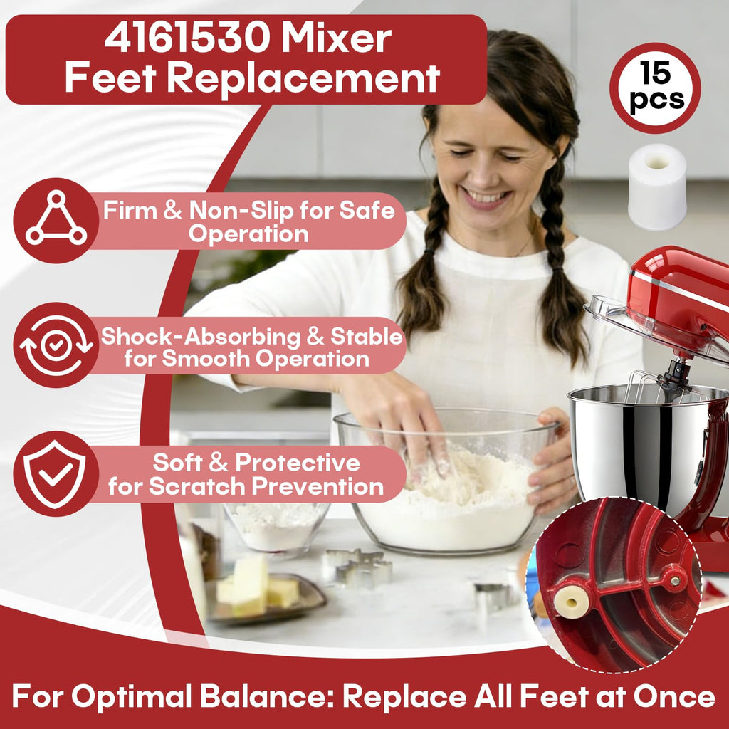 15 Pcs 4161530 & 9709707 Mixer Feet, Compatible with KitchenAid 90/45/75