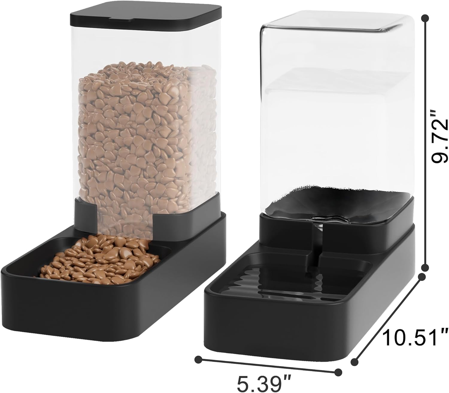 Automatic Cat Feeder and Water Dispenser in Set with Pet Food Bowl,Gravity Dog Waterer and Food Feeder for Small