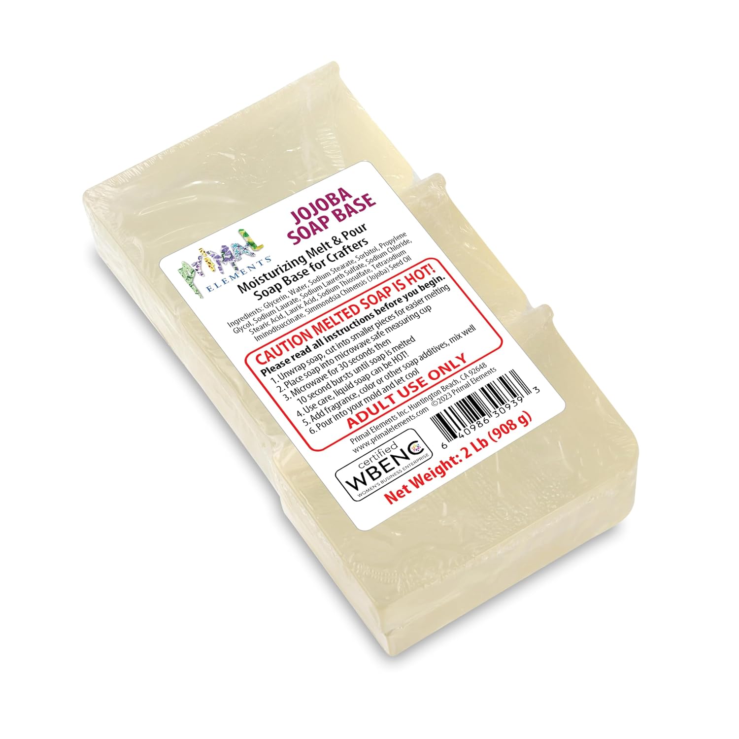Jojoba Oil Soap Base - Moisturizing Melt and Pour Glycerin Soap Base for Crafting and Soap Making, Easy to Cut - 2 Pound
