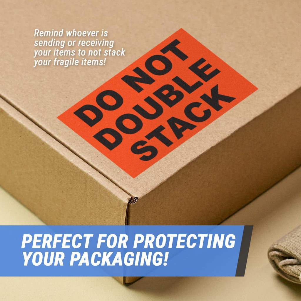 Do Not Stack Stickers, 3 x 5 inch, Fluorescent Orange, 300 Count