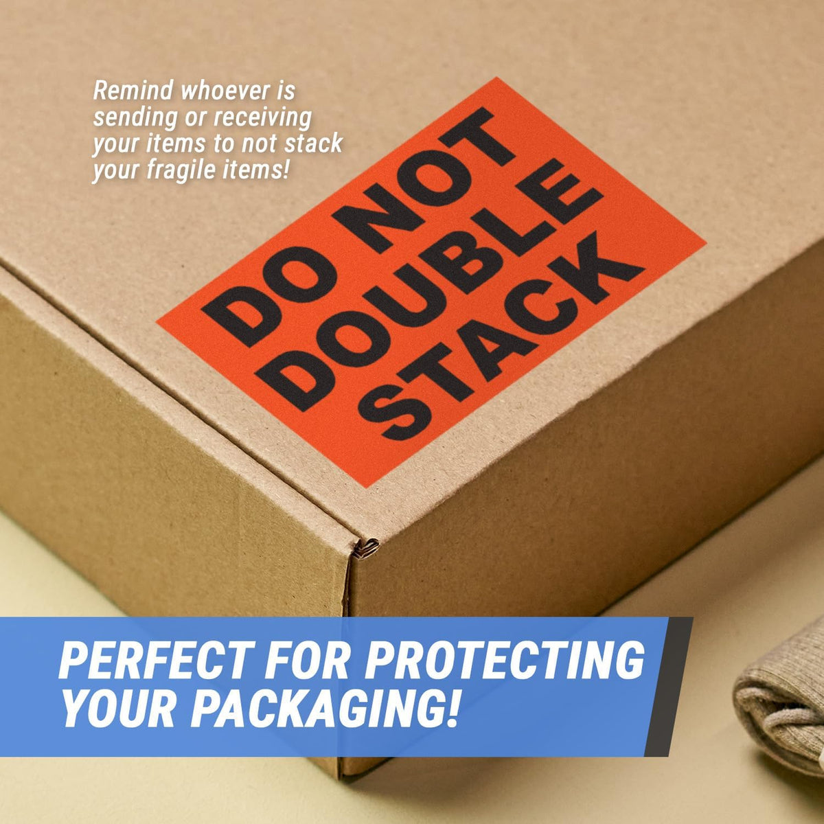 Do Not Stack Stickers, 3 x 5 inch, Fluorescent Orange, 300 Count