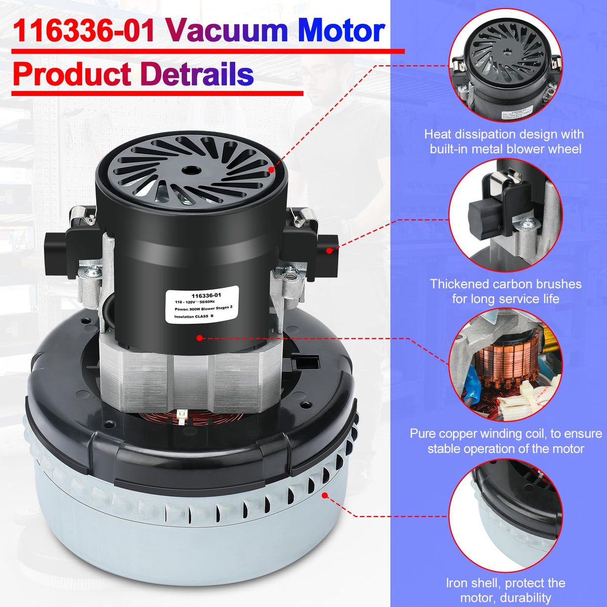 Atsmk 116336-01 116336-00 Vacuum Motor Replacement with 566 Gasket