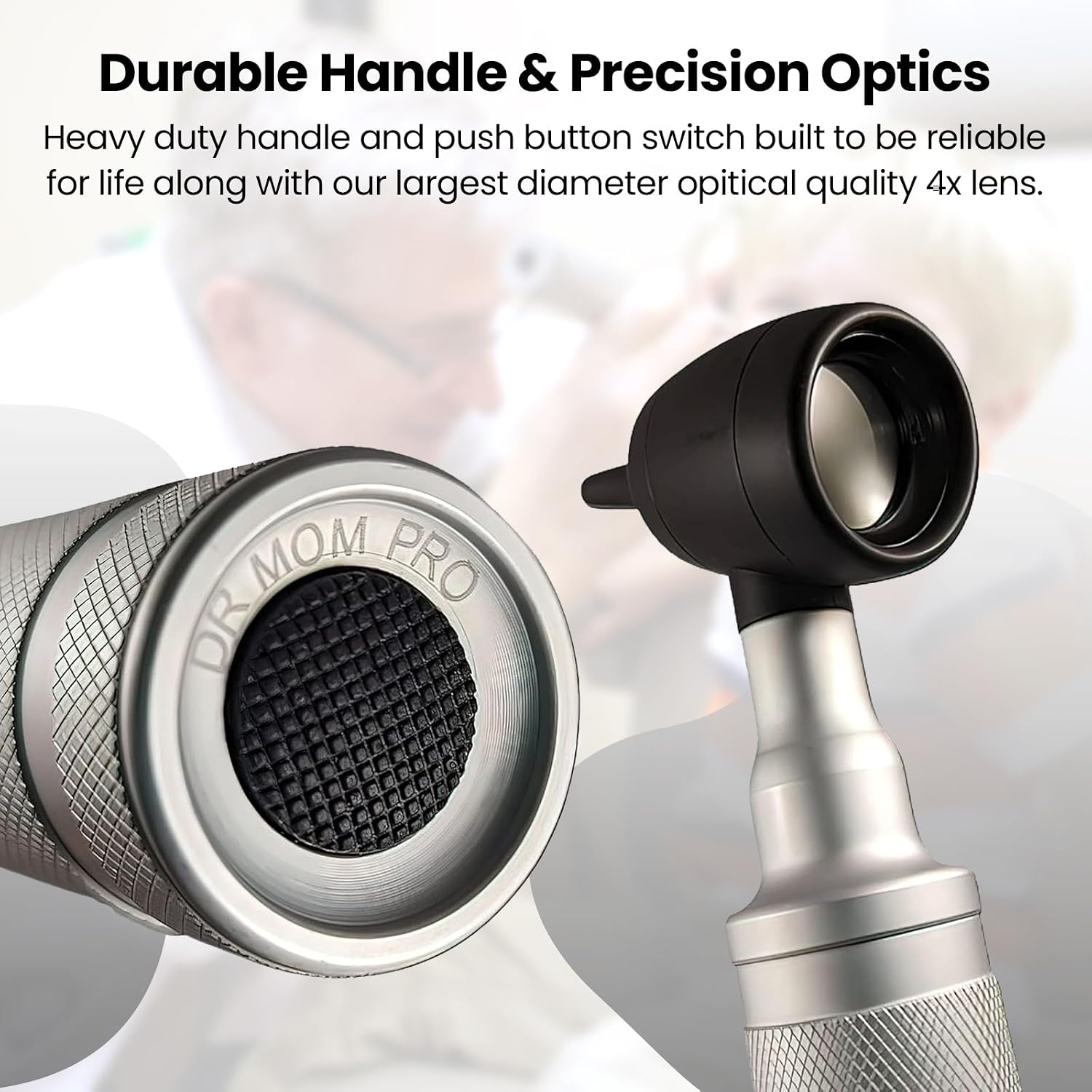 5th Gen Dr Mom Professional Otoscope - Full-Size with Our Largest Lens, Complete with Batteries and Hard Travel Case