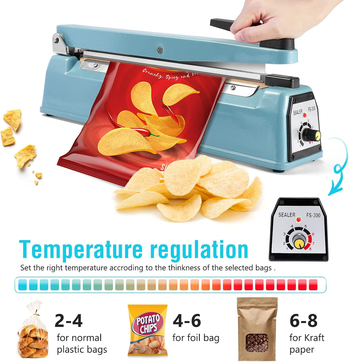 Impulse Sealer 12 Inch, Heat Sealer Machine with Repair Kit