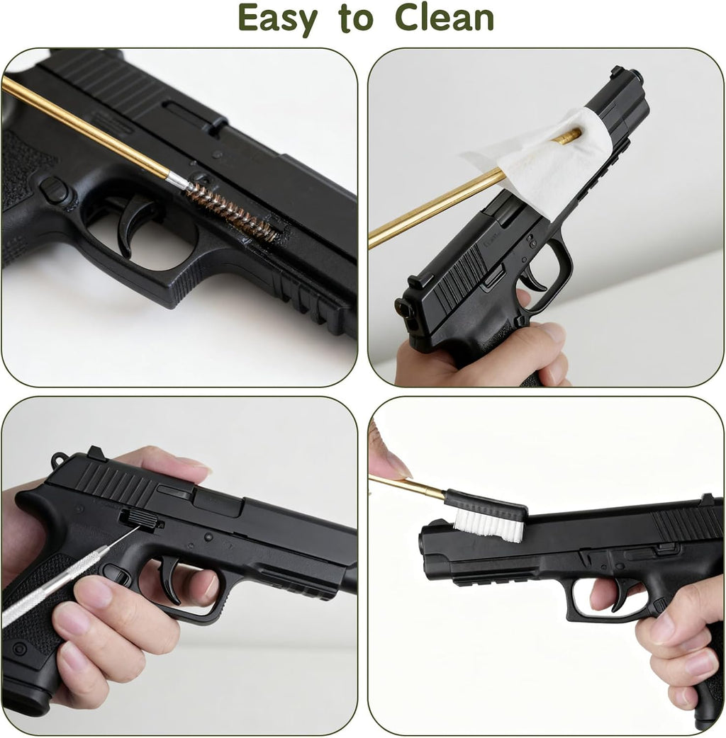 Universal Handgun Cleaning Kit for .22 .357/.38/9mm .40 .45 Cal | Gun Cleaning Supplies with 9mm Gun Snakes, Gun