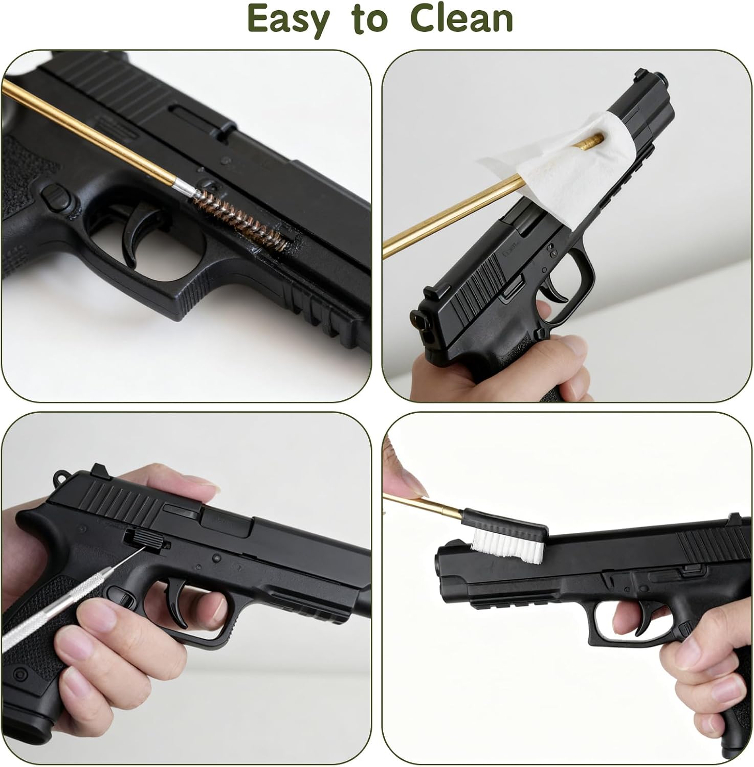 Universal Handgun Cleaning Kit for .22 .357/.38/9mm .40 .45 Cal | Gun Cleaning Supplies with 9mm Gun Snakes, Gun