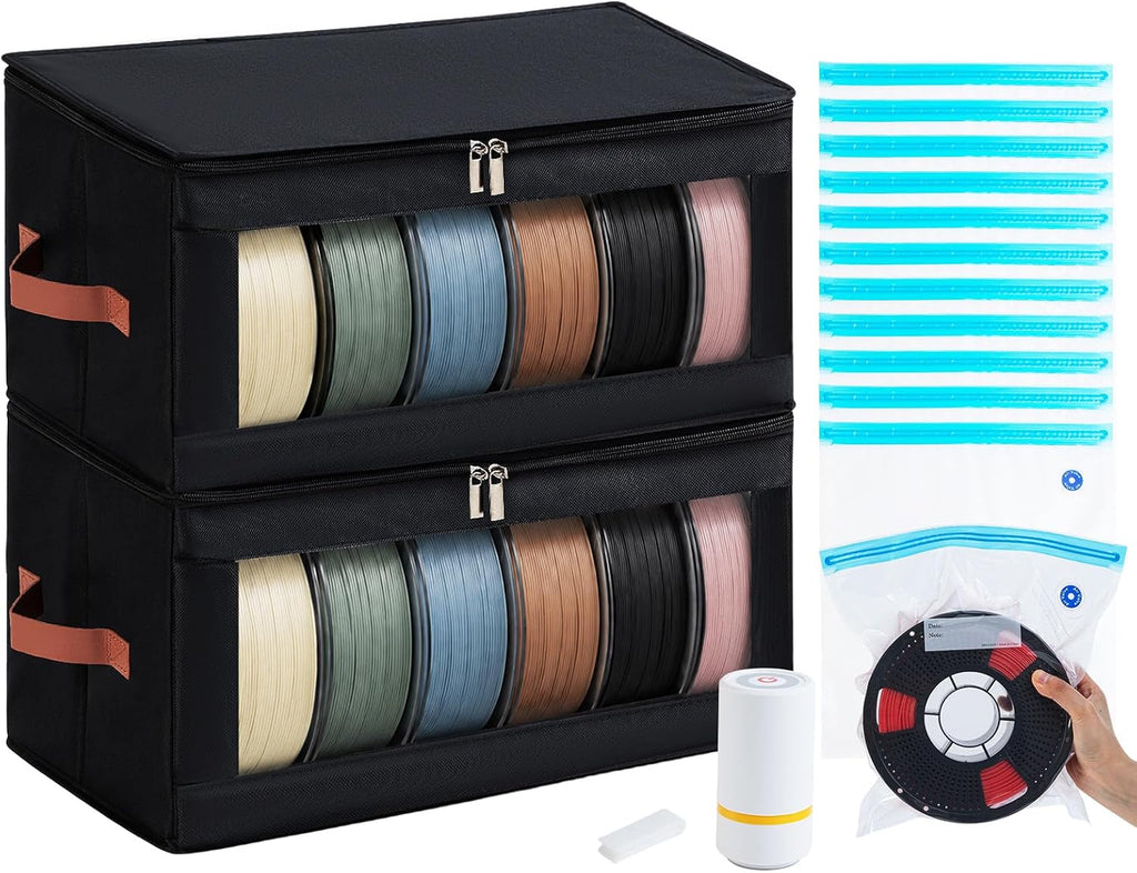 Filament Storage Box for 12 Spools with Vacuum Bags, Dry Storage Organizer | Electric Vacuum Pump, Thick PA+PE Vacuum