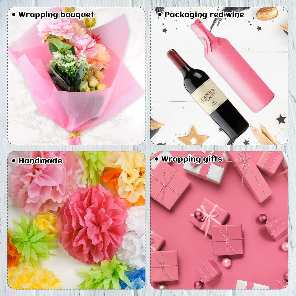 120 Sheets Pink Tissue Paper Wedding Gift Wrap Paper