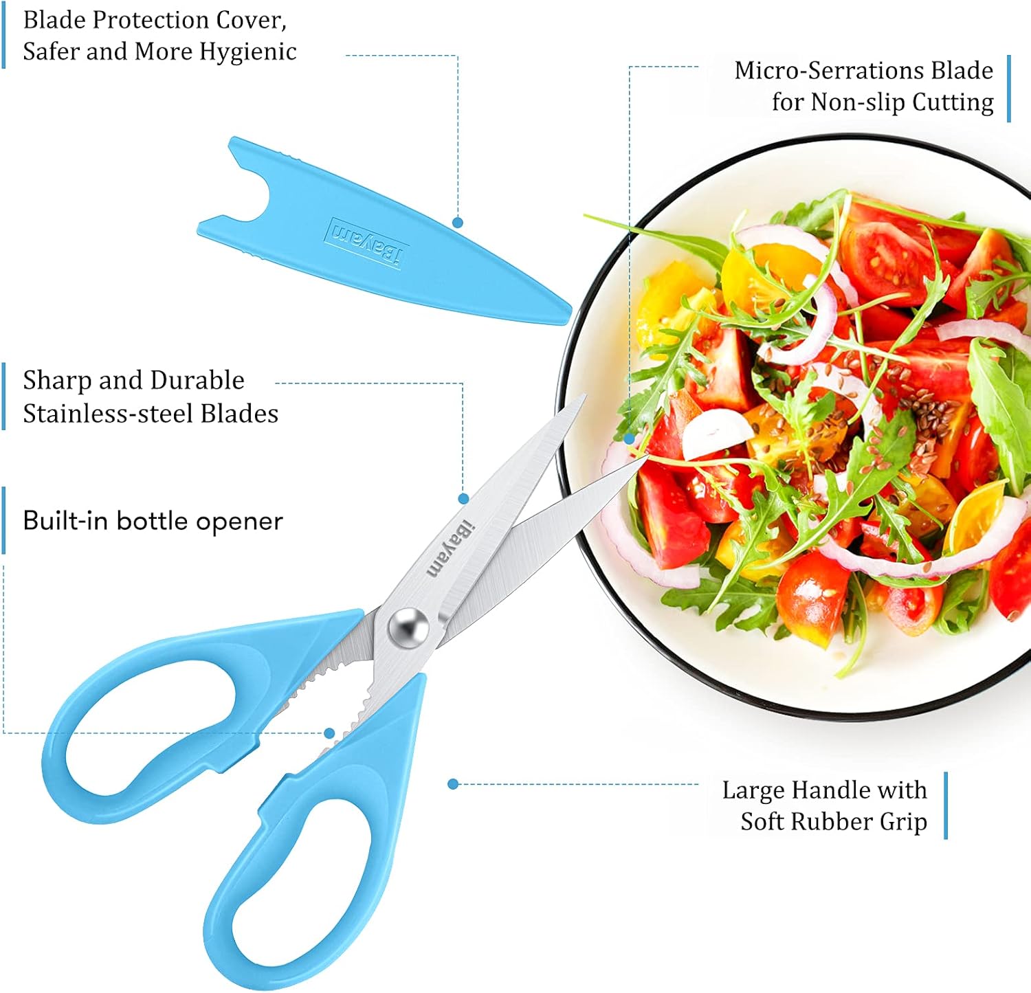 Gifts for Dad from Daughter Son, BEST DAD Tool Shears, iBayam Kitchen Scissors All Purpose Heavy Duty Meat Scissors
