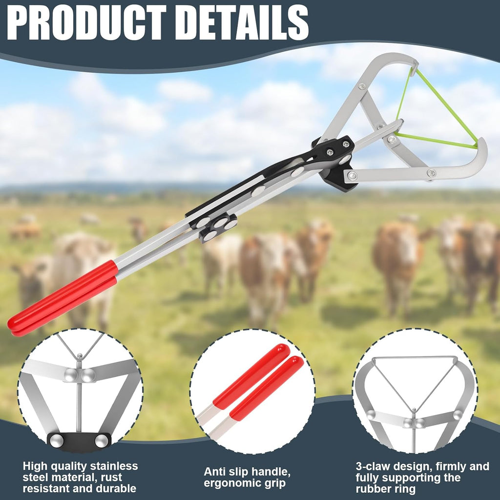 Cattle Banding Tool Kit, Large Expander Pliers with 24 Rubber Bands