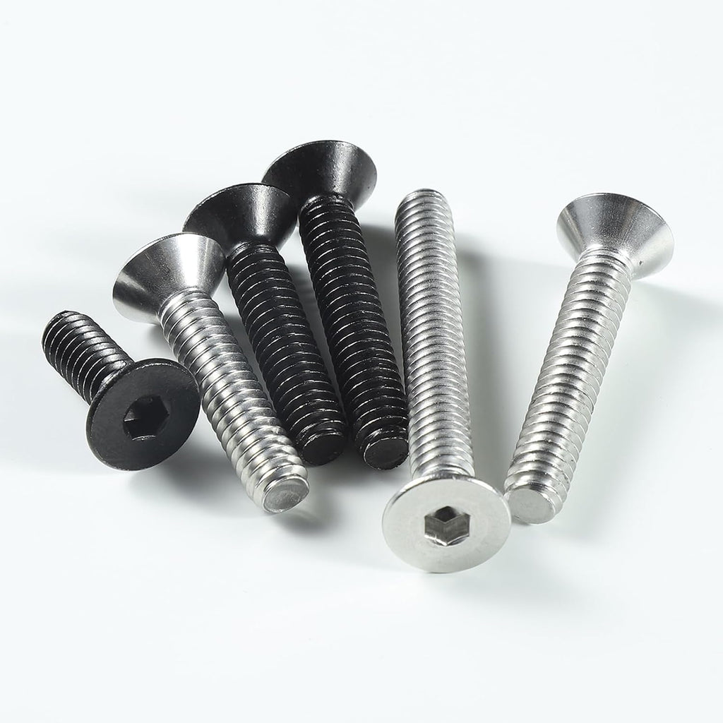 5/16-18 Bolt, 5/16-18 x 3/4 Inch Flat Socket Head Screws 15Pcs, 304 Stainless Steel 18-8 Countersunk Bolts, Black Zinc Finish, Full Thread, with Hex Spanner