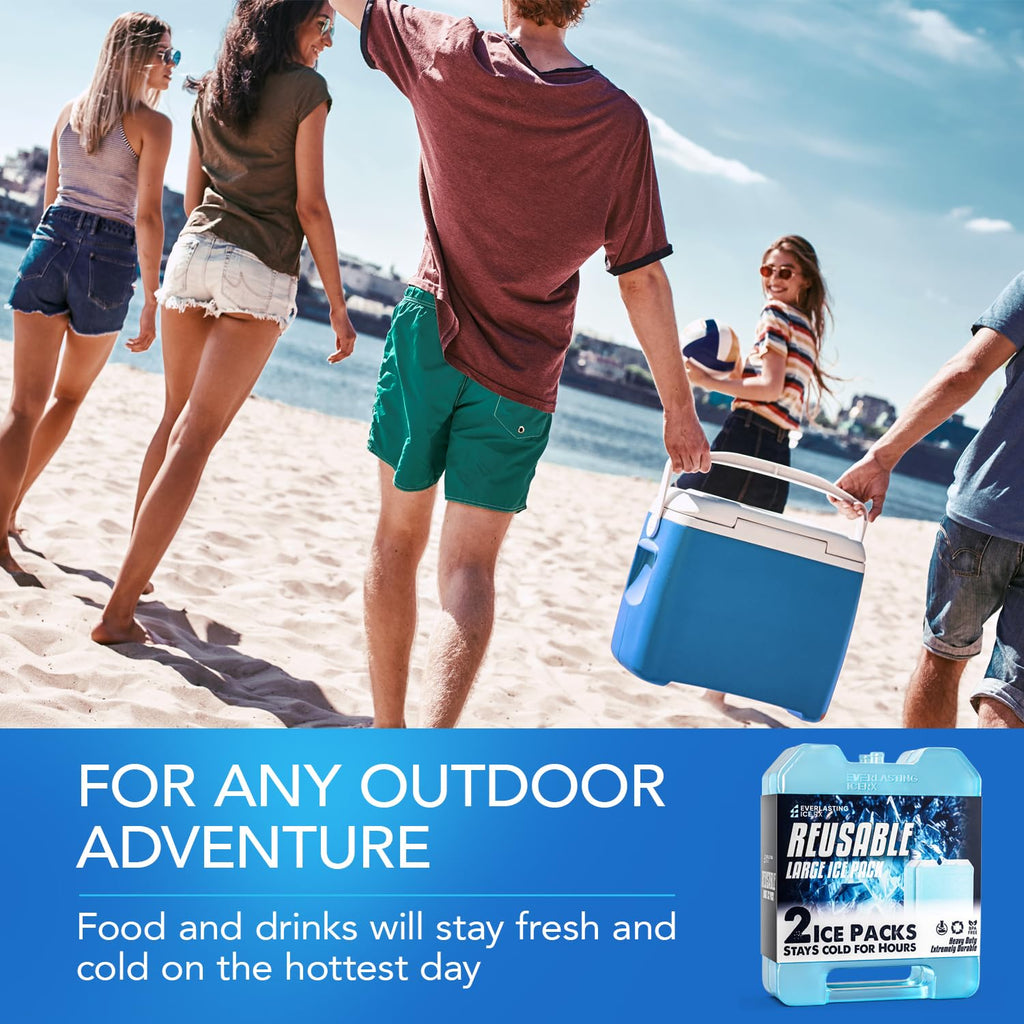 Large Reusable Ice Packs for Cooler with Handle, Heavy Duty Freezer 2 Pack