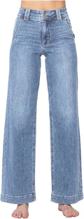 Women's High Waisted Wide Leg Straight Jeans