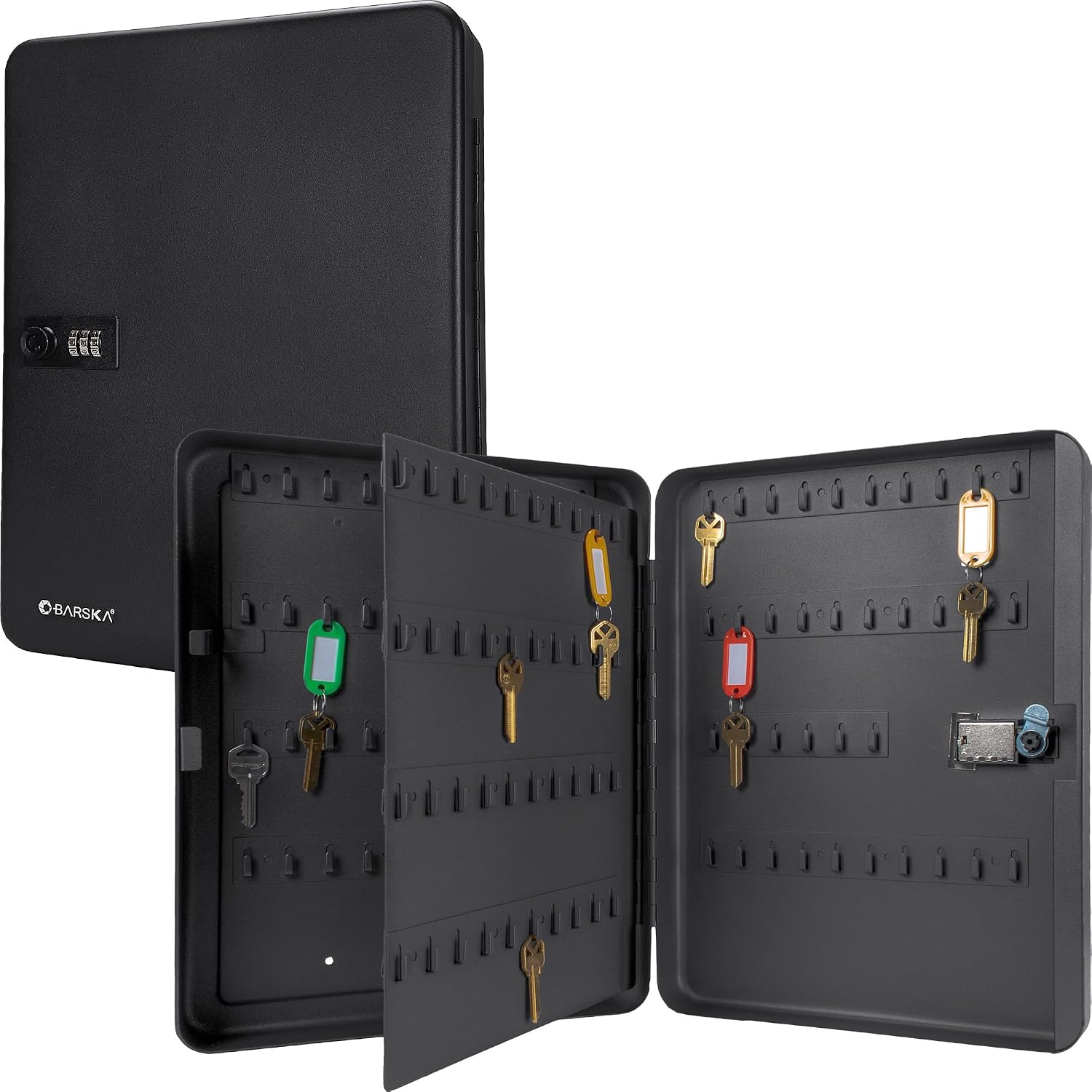 Wall Mount Key Cabinet with Combination Code – Steel Locking Key Organizer Box for Home, Office, Business, Rental