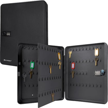 Wall Mount Key Cabinet with Combination Code – Steel Locking Key Organizer Box for Home, Office, Business, Rental