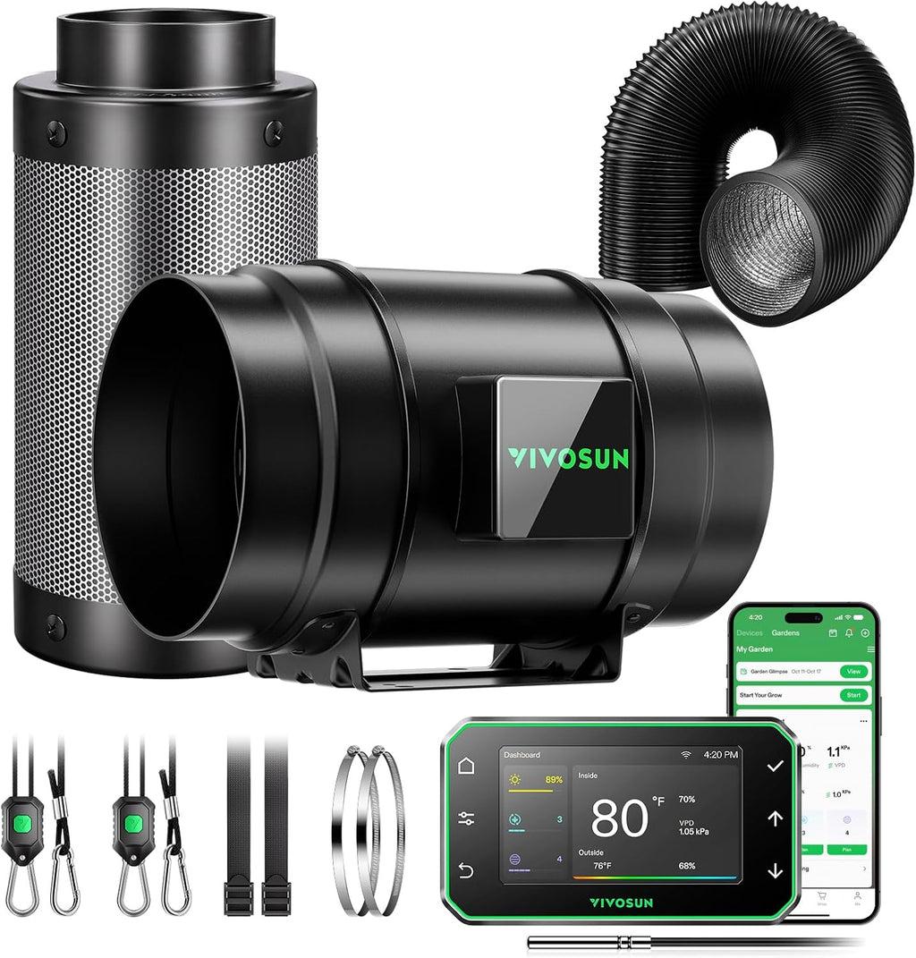G8 Smart Filtration Kit, Inline Fan, Controller, Carbon Filter,Duct | AeroZesh Inline Fan, E42A+ Enviroment