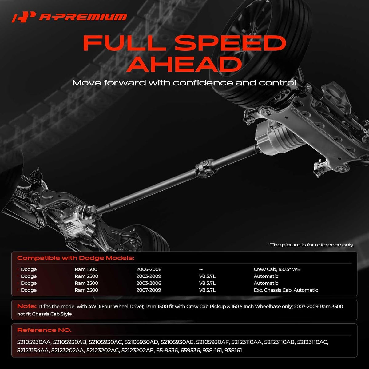 A-Premium Front Drive Shaft Driveshaft Assembly Compatible with Dodge