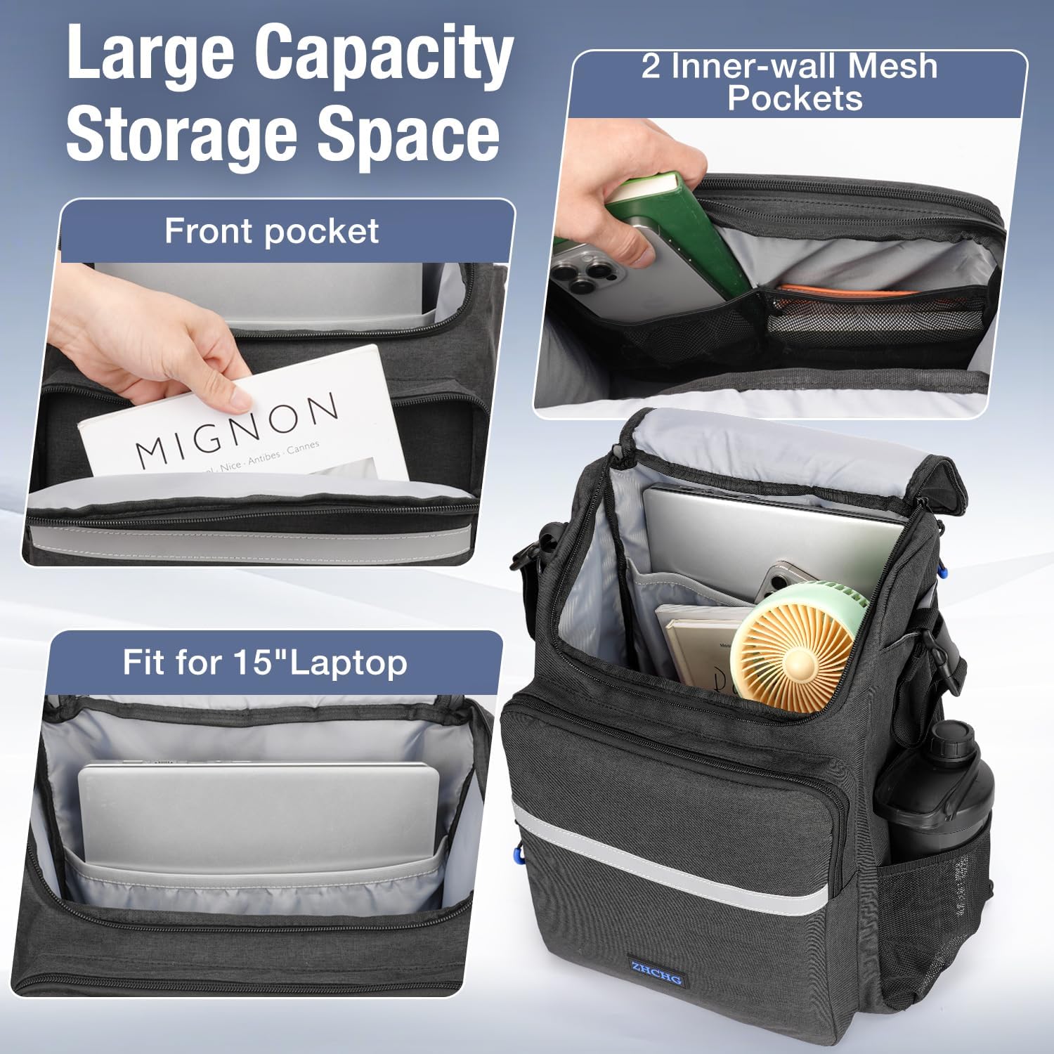 Upgrade Wheelchair Bags to Hang on Back, Multi-Functional Wheelchair Accessories, Casual Backpack, Durable Large