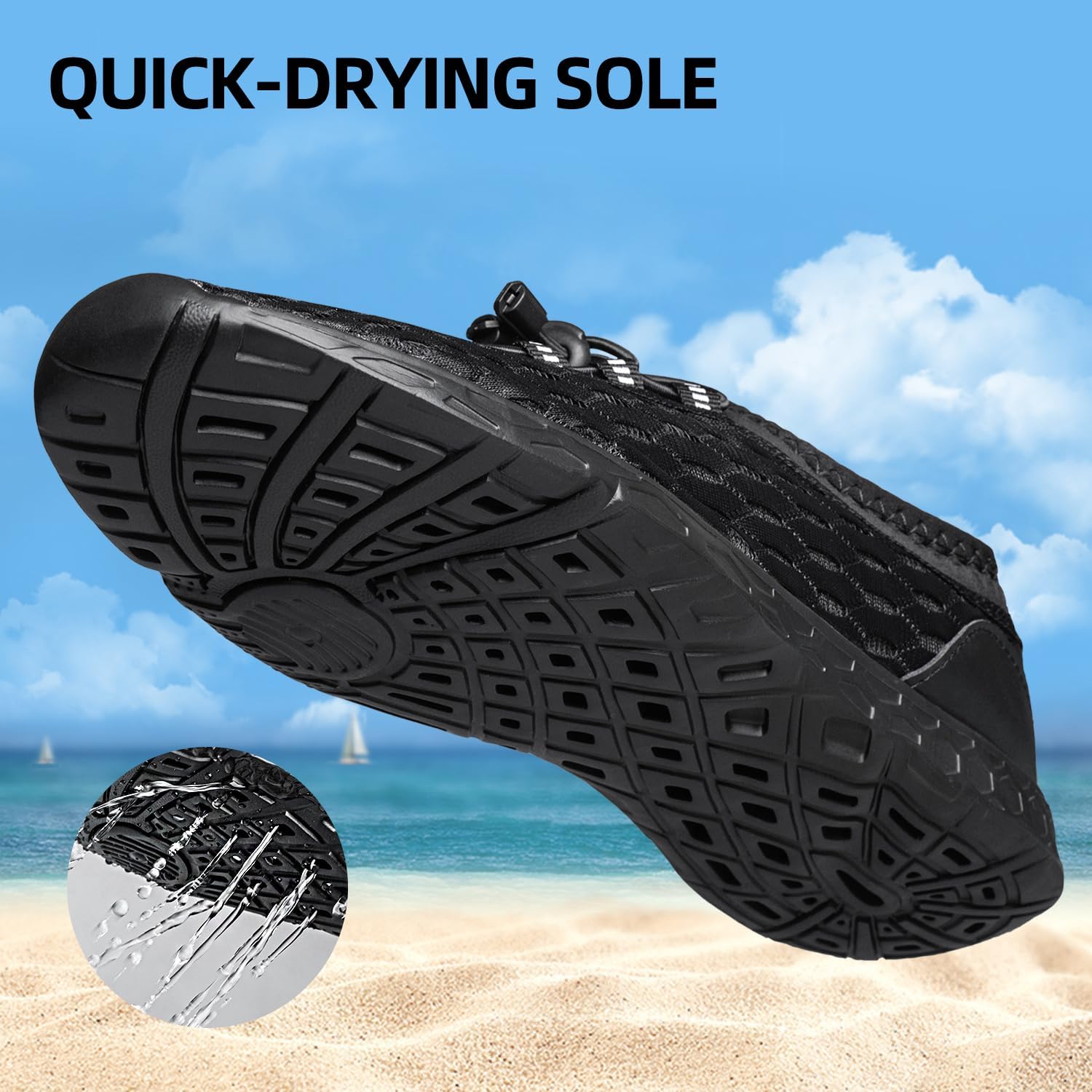 Men's Water Shoes Quick Dry for Beach Swim Pool Fishing | Adult Breathable Summer Walk Aqua Sandals for River