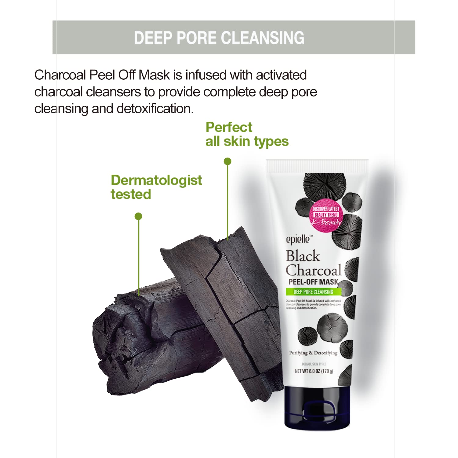 Black Charcoal Peel Off Face Mask | Deep Pore Cleansing with Activated Charcoal | Detoxifying and Purifying Blackhead