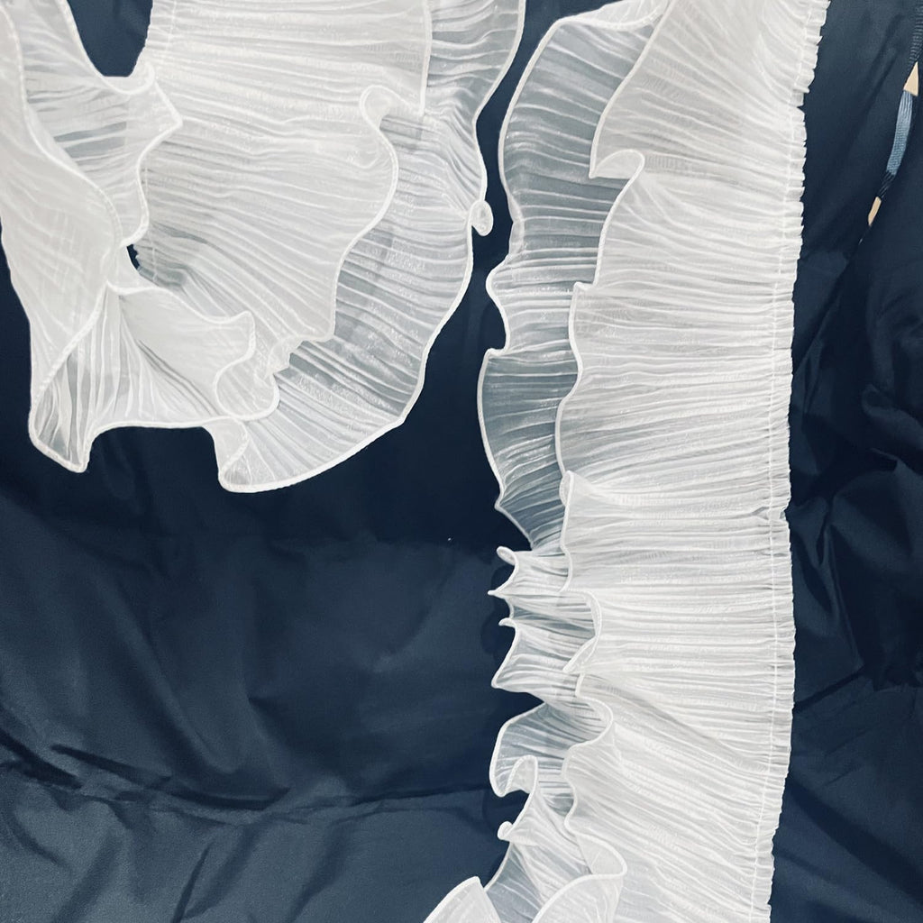 3 Yards Two Layer Ruffle Pleated Chiffon Trim Tulle Craft Sewing,White