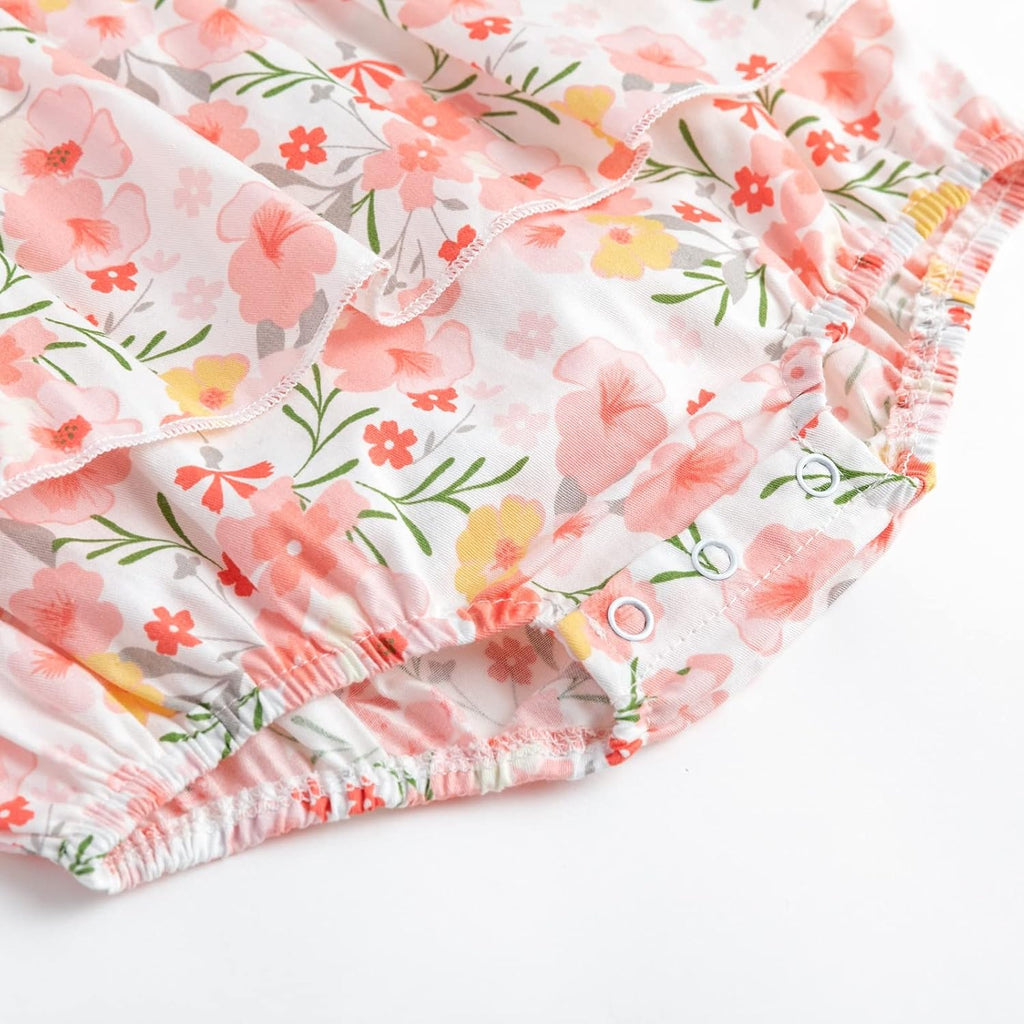 Baby Girl Romper Dress, Square Neck Vintage Floral, 0-24M
