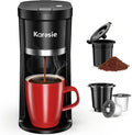 Small Single Serve Coffee Maker, Fast Brew for Pods & Ground Coffee, 6-12 Oz Brew Sizes, One-Button Single Cup Coffee