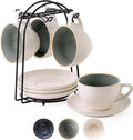 Stackable Cappuccino Cup Set of 4 [8oz] Activated-Glazed Ceramic Coffee Cup