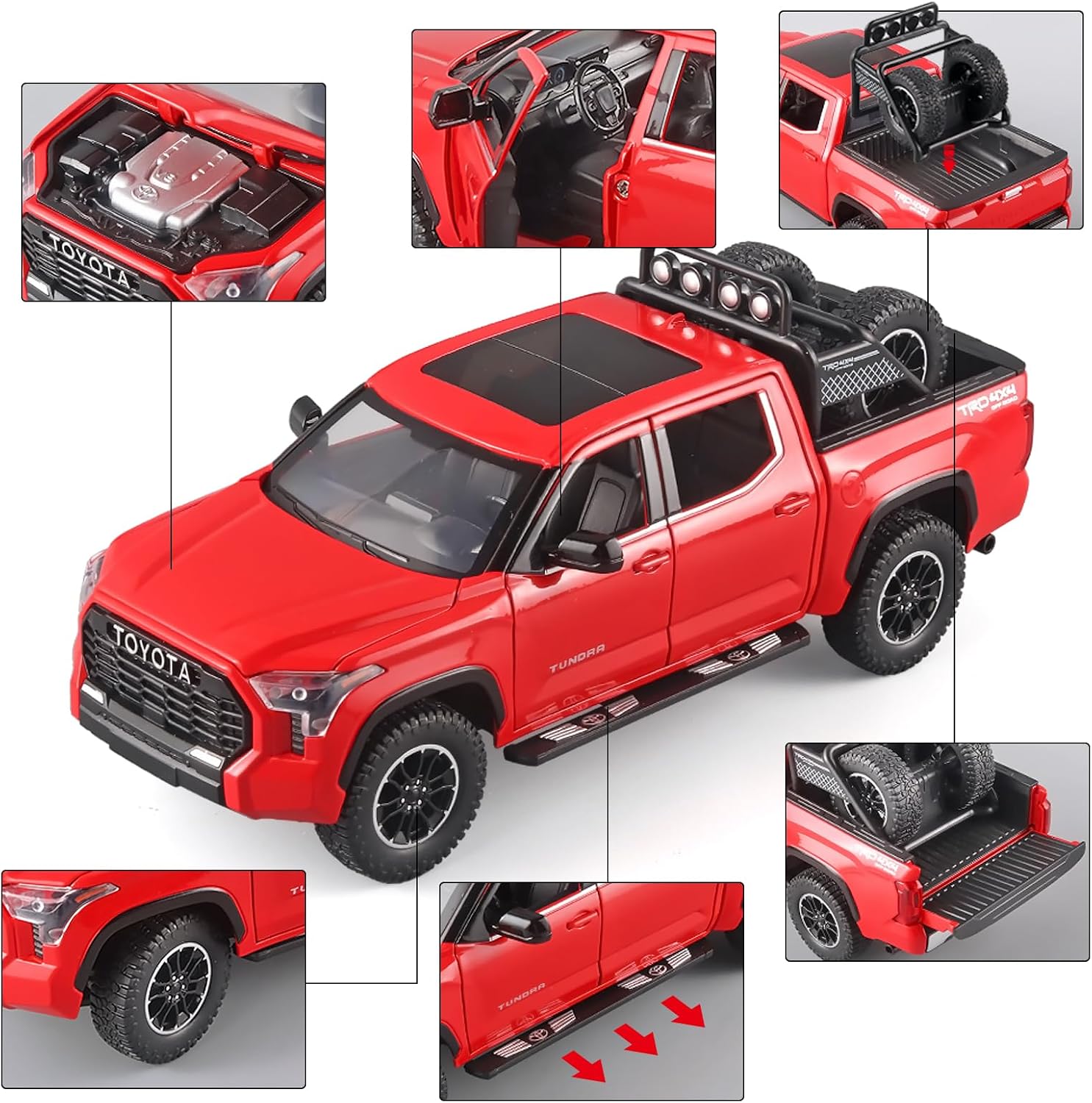 Toy Trucks for Boys 1/24 Compatible with Toyota Tundra | Diecast Metal Model Toy Pickup Truck Pull Back Car Model