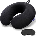 Black Travel Neck Pillow Memory Foam Airplane Pillow for Neck and Head Support Soft Portable U Shape Neck Pillow for
